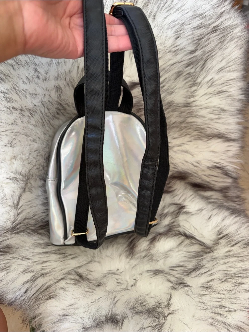 Star Wars Grogu Baby Joda Holographic Silver Mini Backpack